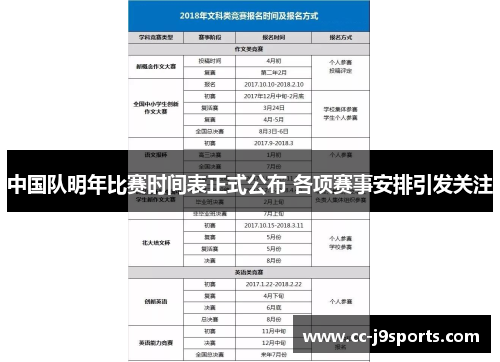 中国队明年比赛时间表正式公布 各项赛事安排引发关注 中国队明年比赛时间表正式公布 各项赛事安排引发关注